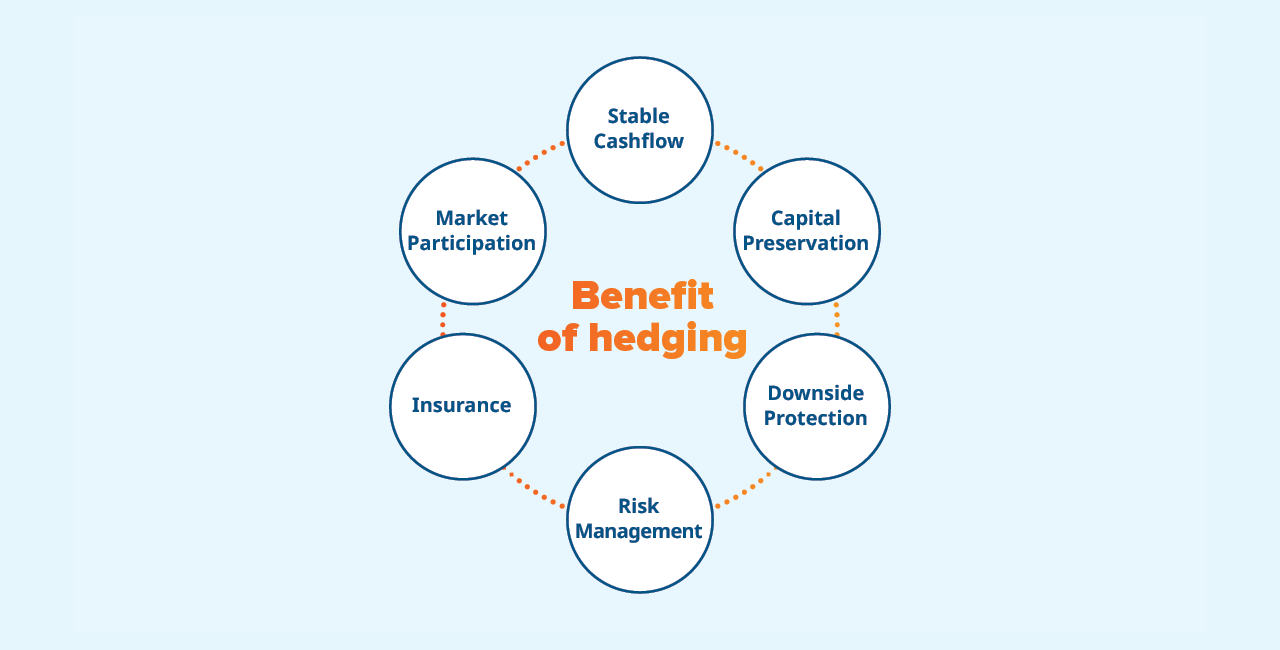 Benefit of hedging – Stable cashflow, capital preservation, downside protection, risk management, insurance, market participation